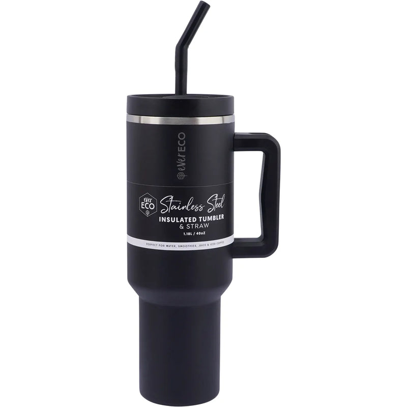 Insulated Tumbler with Handle & Straw Sage 1.18L