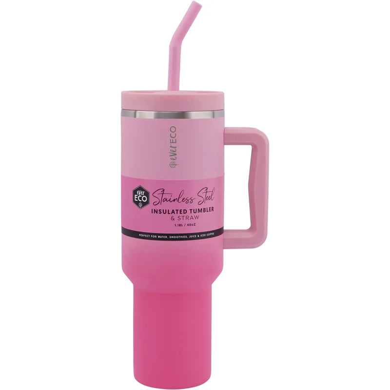 Insulated Tumbler with Handle & Straw Sage 1.18L